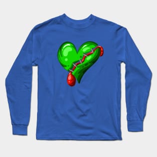 Dead Zombie Heart Cartoon Illustration with Blood and for Valentines Day or Halloween Long Sleeve T-Shirt